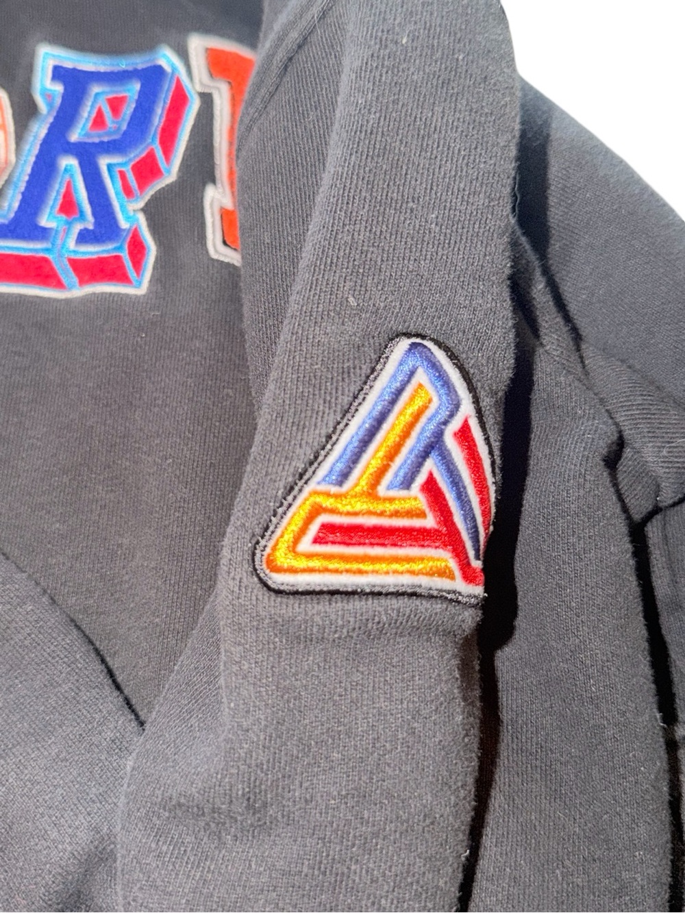 Black Pyramid Black Hooded Crewneck with Striped Hem - Picture 4 of 4